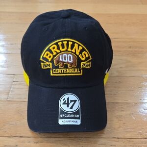 Boston Bruins '47 Brand Clean-Up Black Centennial 100th Adjustable NHL Cap Hat
